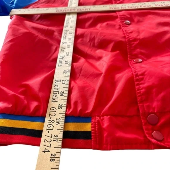 Vintage Puma Mens Large Wind Breaker Track Jacket Snap Button Red Blue Black - Picture 10 of 15